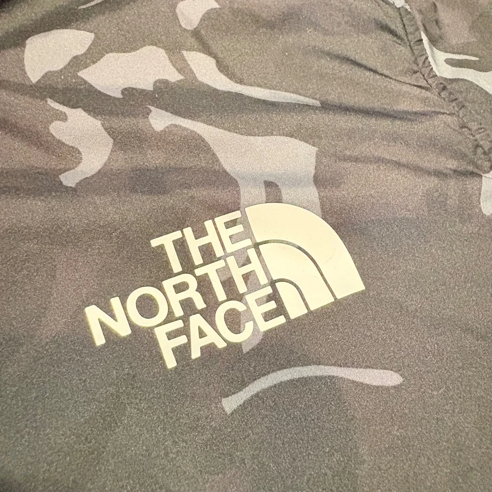 The North Face Mens XL Full Zip Camo Hybrid Fleece Hoodie Olive Green Black Tech